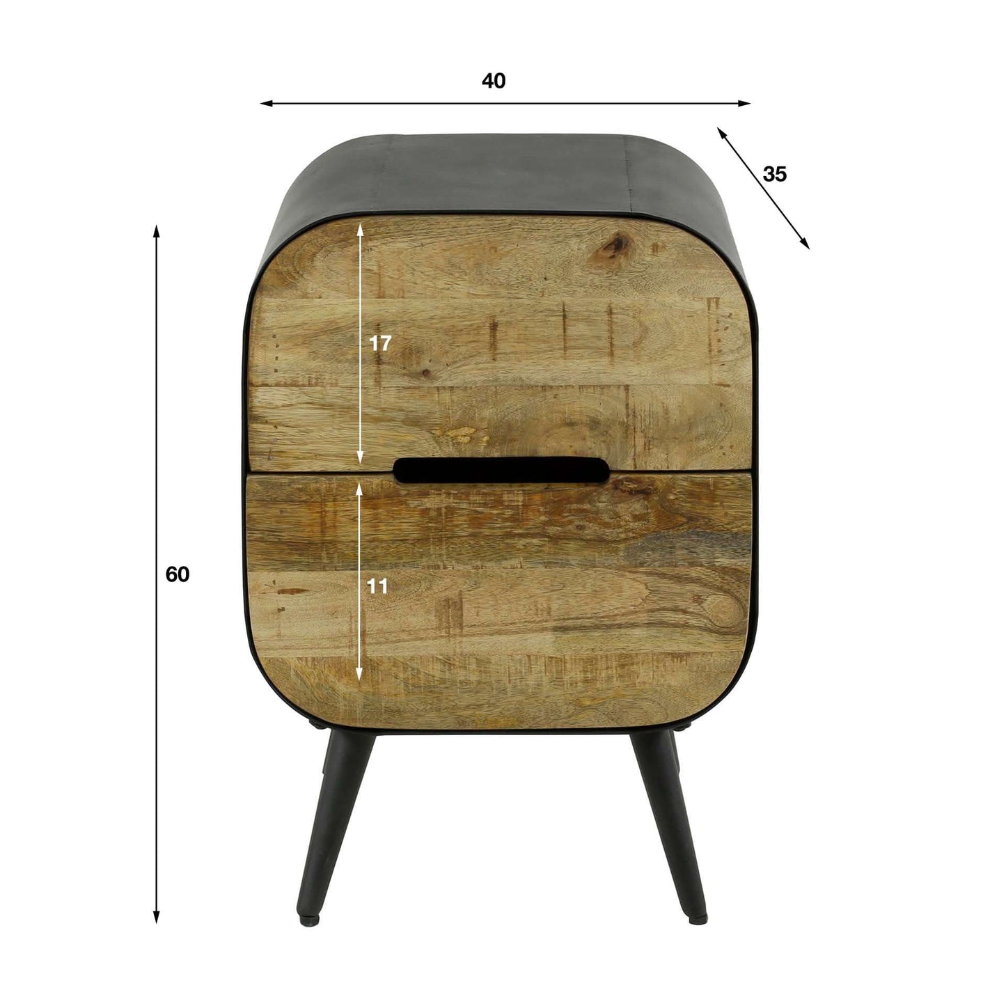 Nachttisch 2 Schublade carve