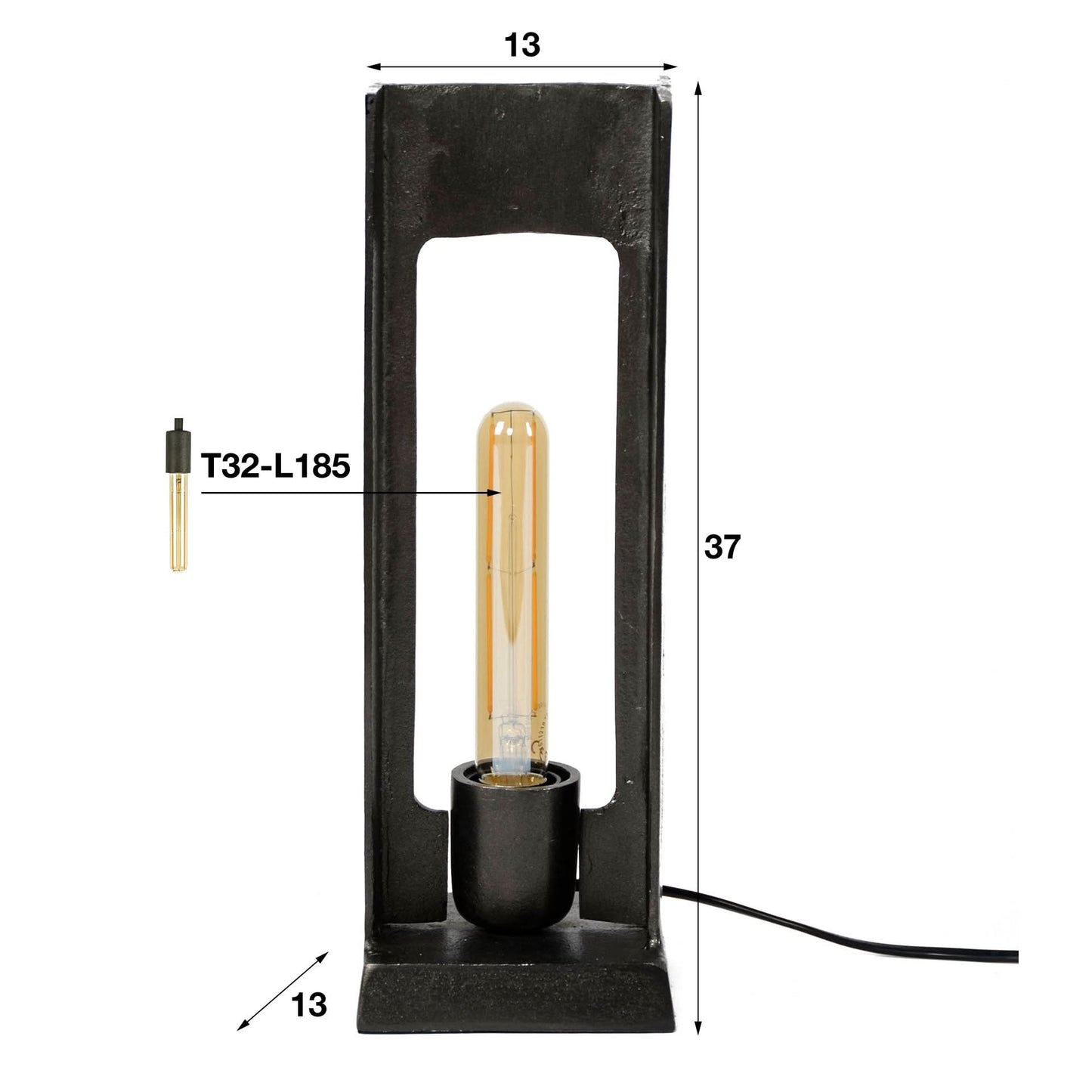 Tischlampe H-Form / Schwarz Nickel