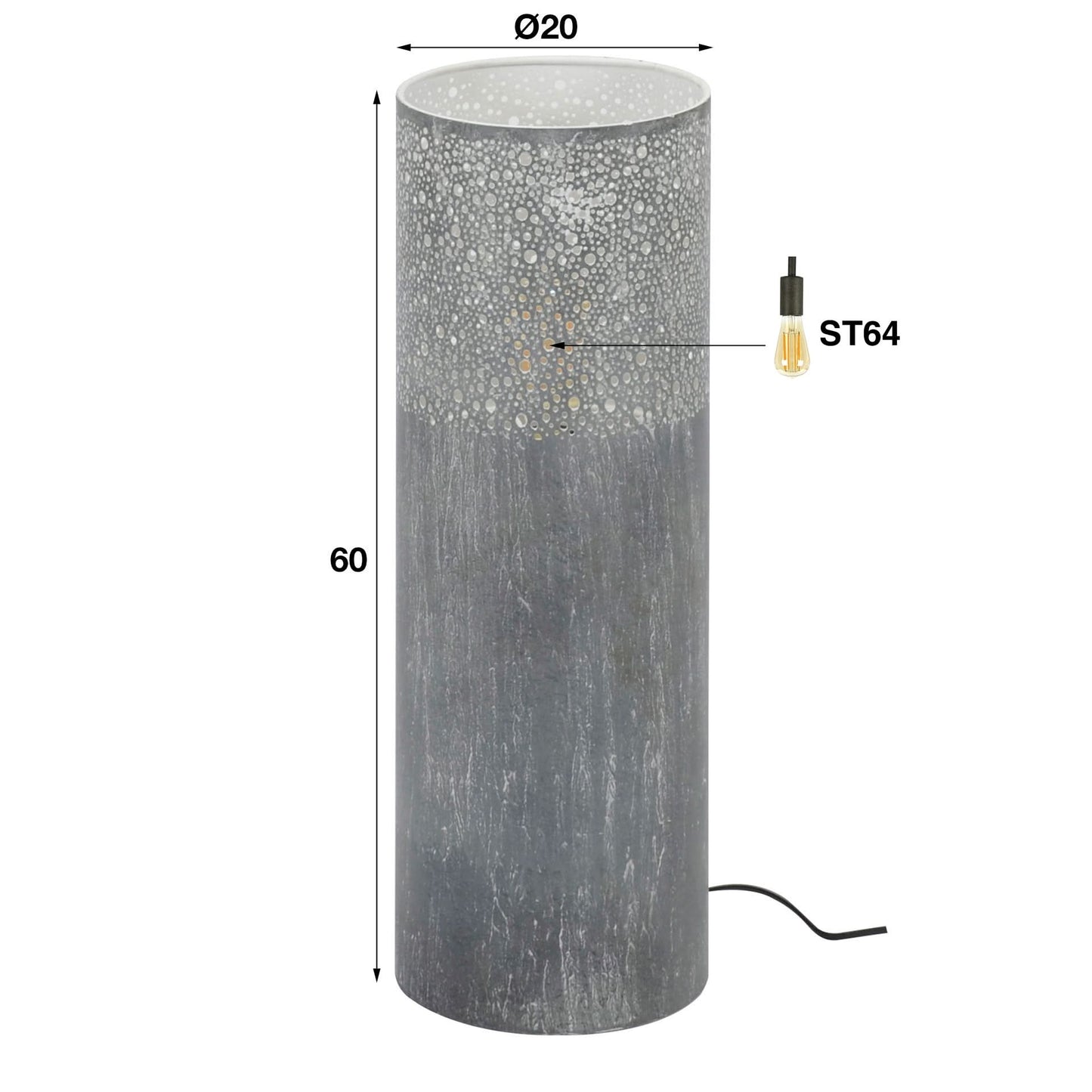 Stehleuchte Ç?20 Zylinder 60 cm / Grau