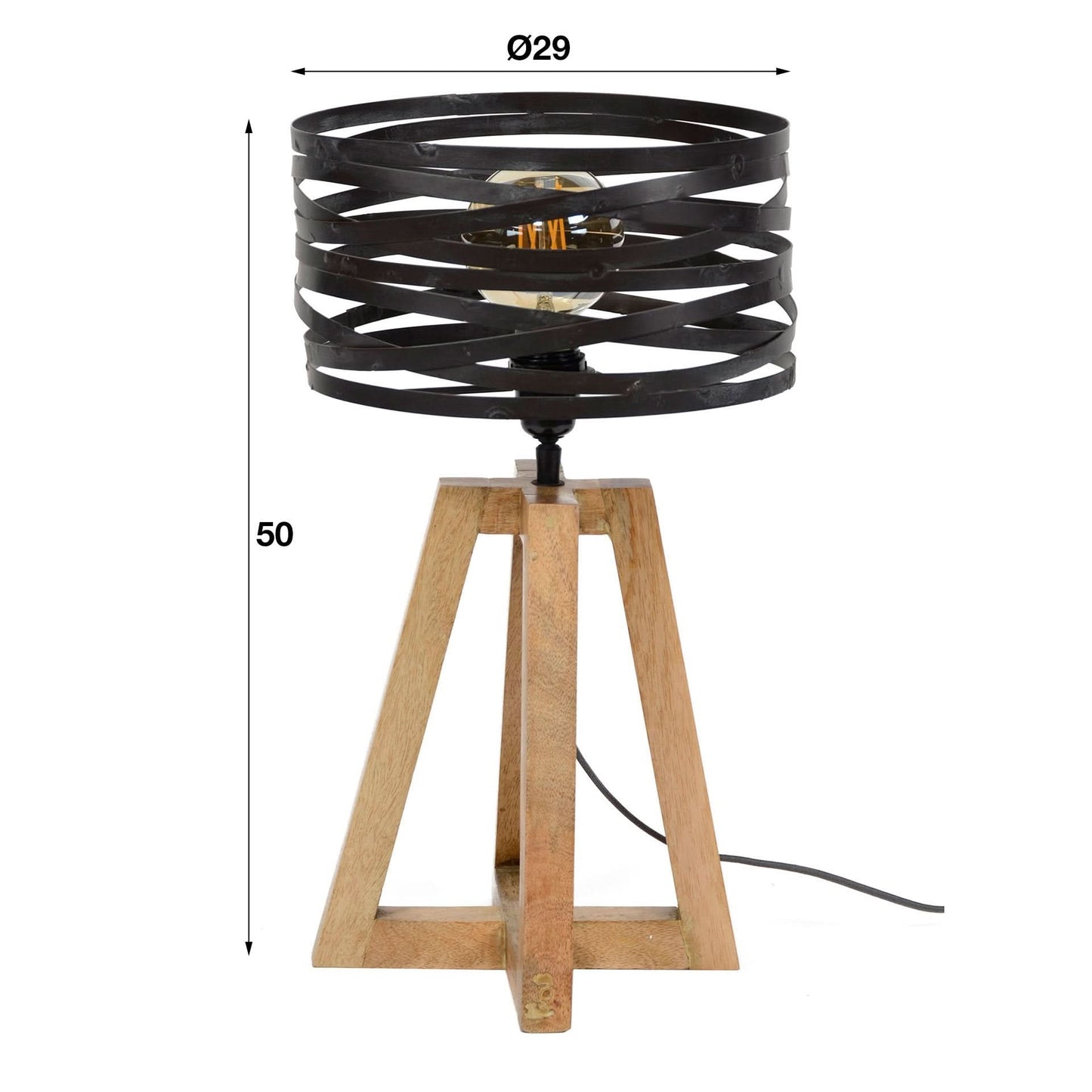 Tischleuchte aus Holz mit Kreuzrahmen / Slate grey