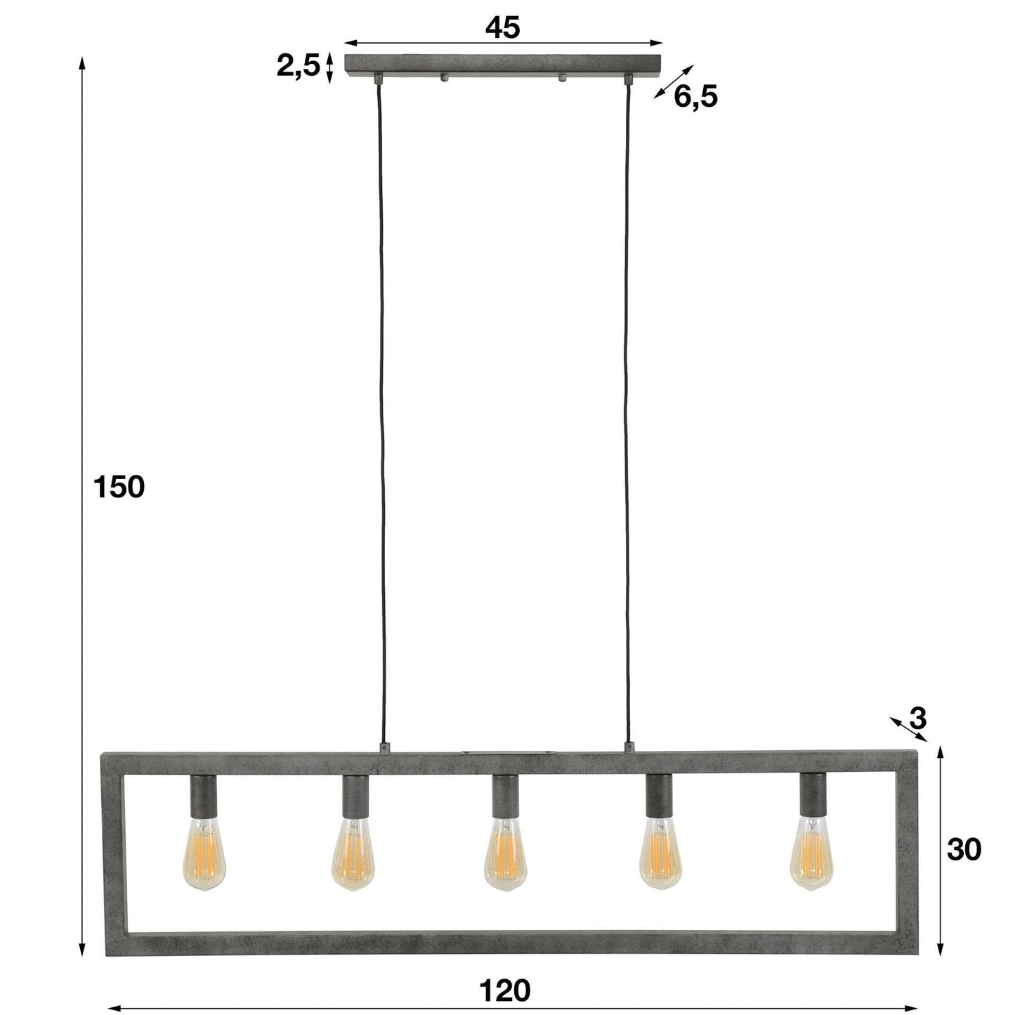 Hängelampe 5L steps / Alt Silber Finish