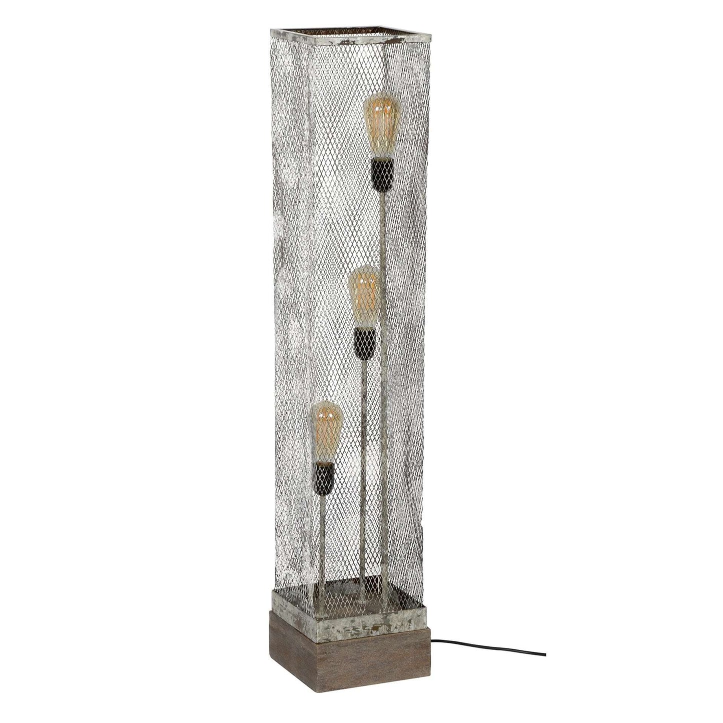 Stehlampe Rechteck Mesh HolzfuÇ? / Verwitterten Kupfer