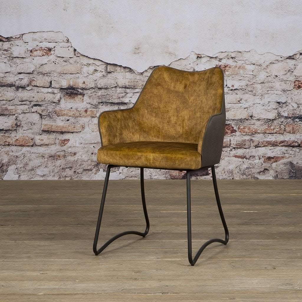 Garda armchair - Yellow velvet / fabric antrac