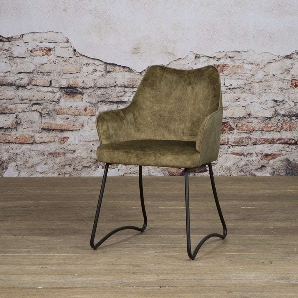 Garda armchair - Green velvet / fabric green