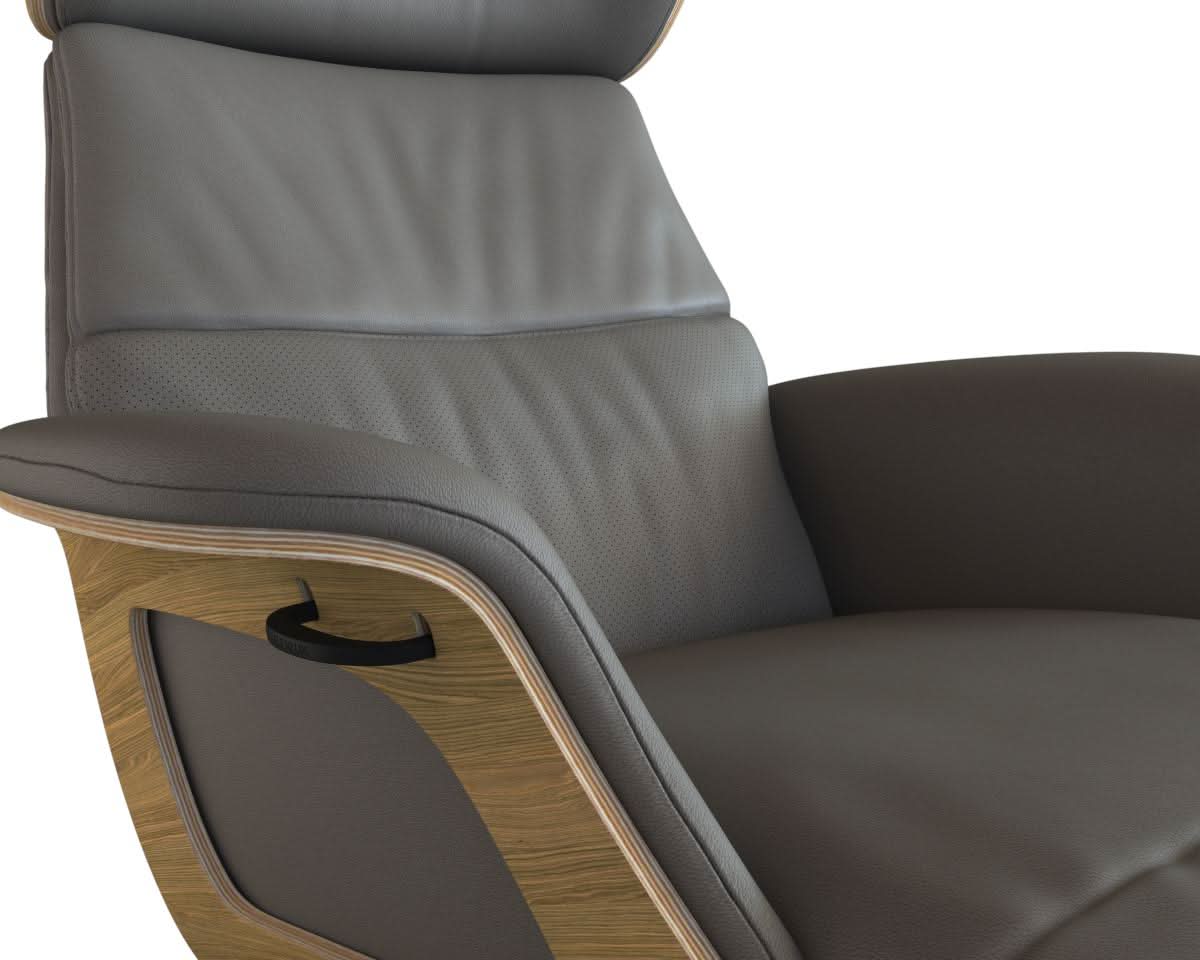 Clement Chaiselongue - Leder Omaha - Grey - Eiche