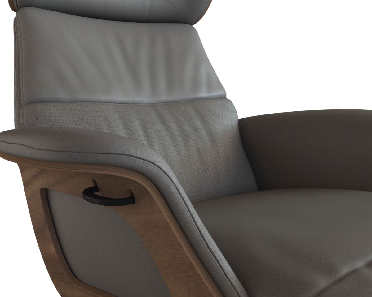 Clement Chaiselongue - Leder Omaha - Grey - Wallnuss