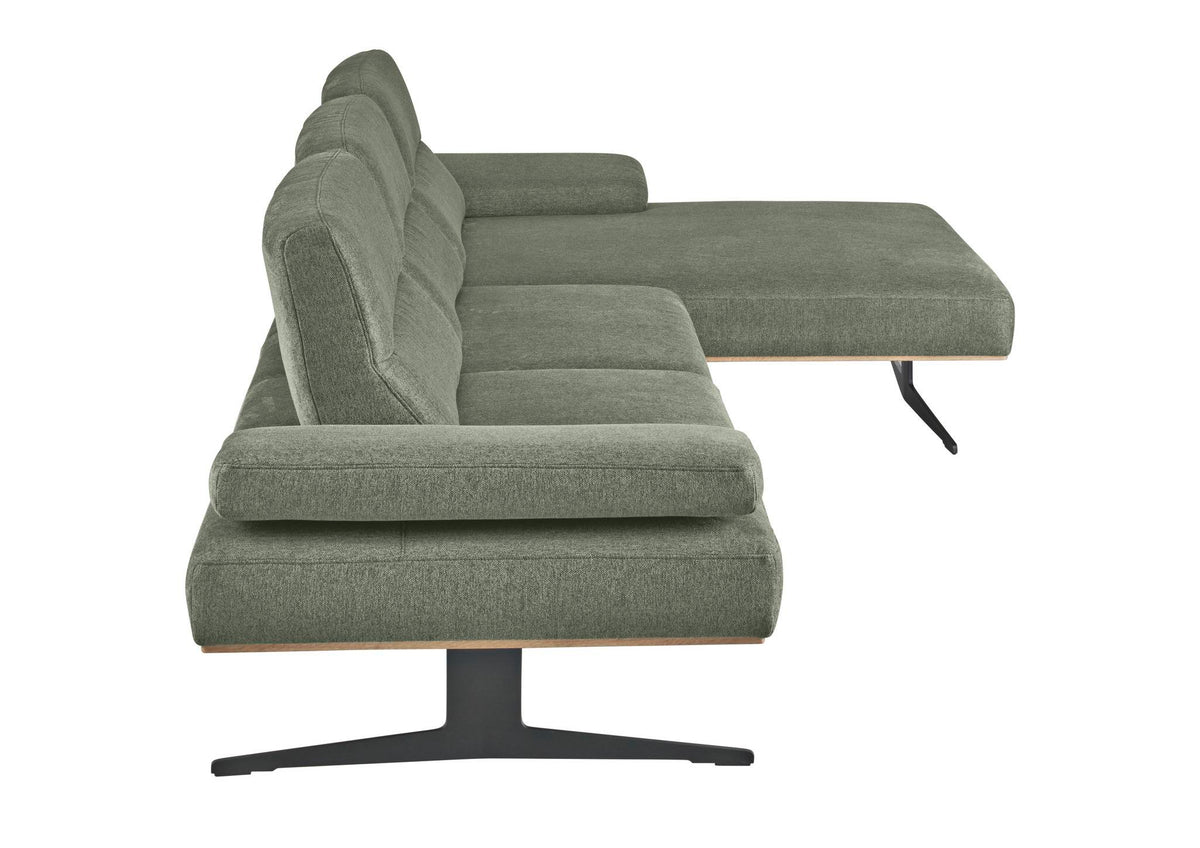 Arendal Ecksofa mit Longchair in Webstoff Turtle, Longchair rechts – Seitenansicht