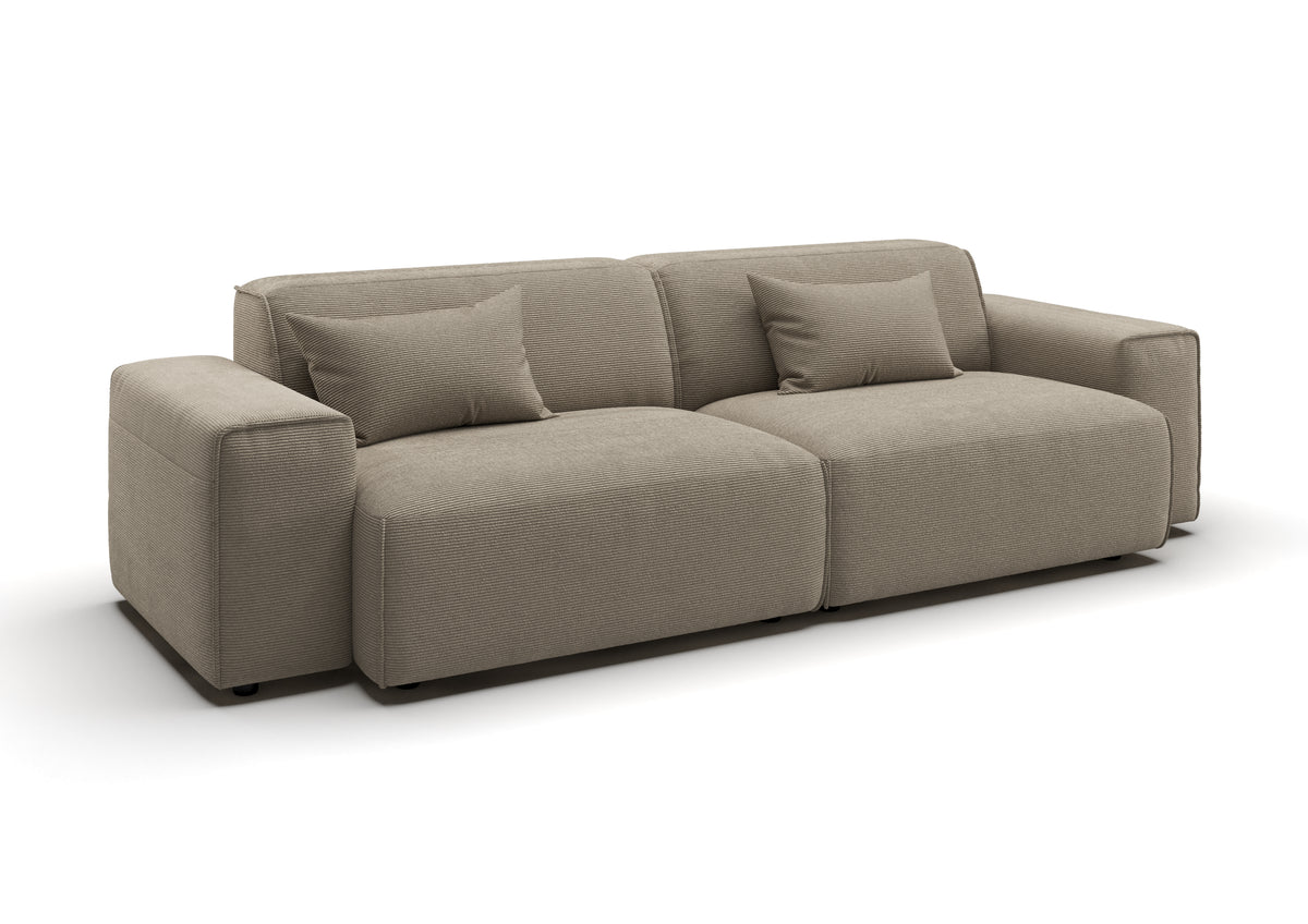 Lund 3-Sitzer-Sofa in Feincord Sand mit Dekokissen