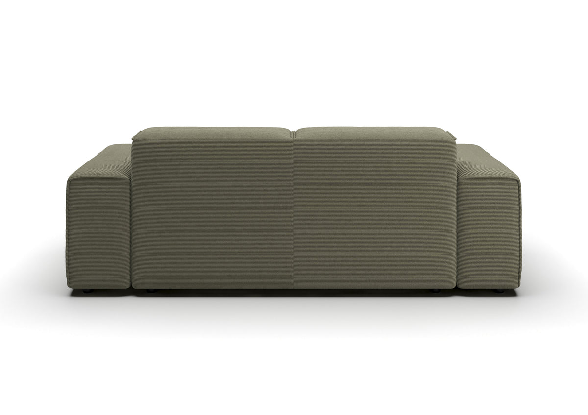 Lund 2-Sitzer-Sofa in Feincord Oliv – Rückansicht