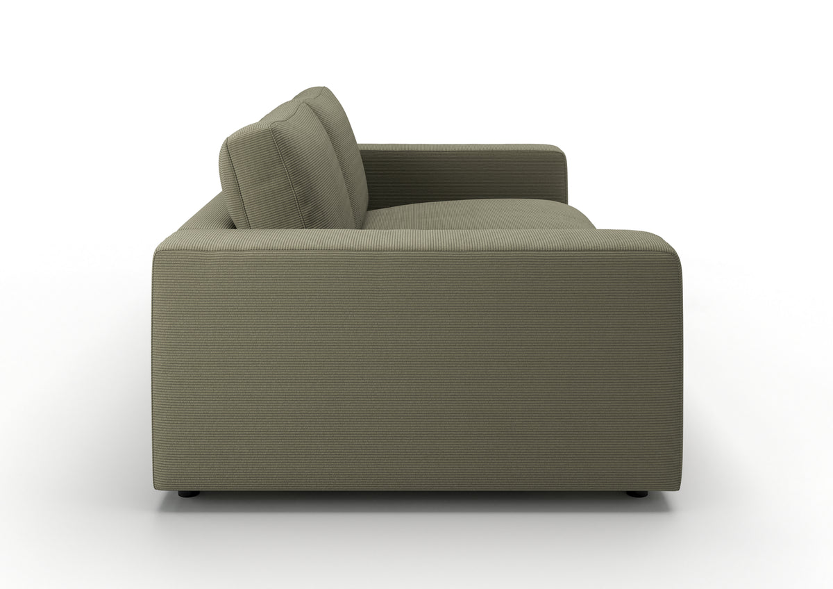 Skagen 2-Sitzer-Sofa in Feincord Oliv – Seitenansicht