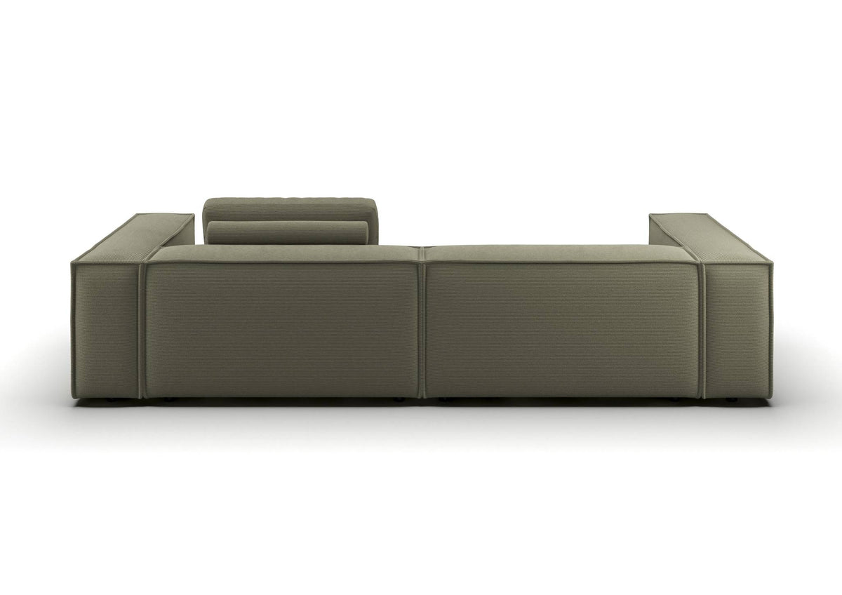 Bergen 3-Sitzer-Sofa in Feincord Oliv – Rückansicht
