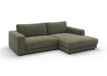 Skagen Ecksofa mit Longchair in Feincord Oliv, Longchair rechts