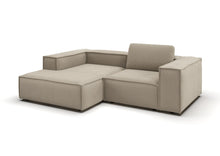 Bergen Ecksofa kompakt mit Longchair in Feincord Sand, Longchair links