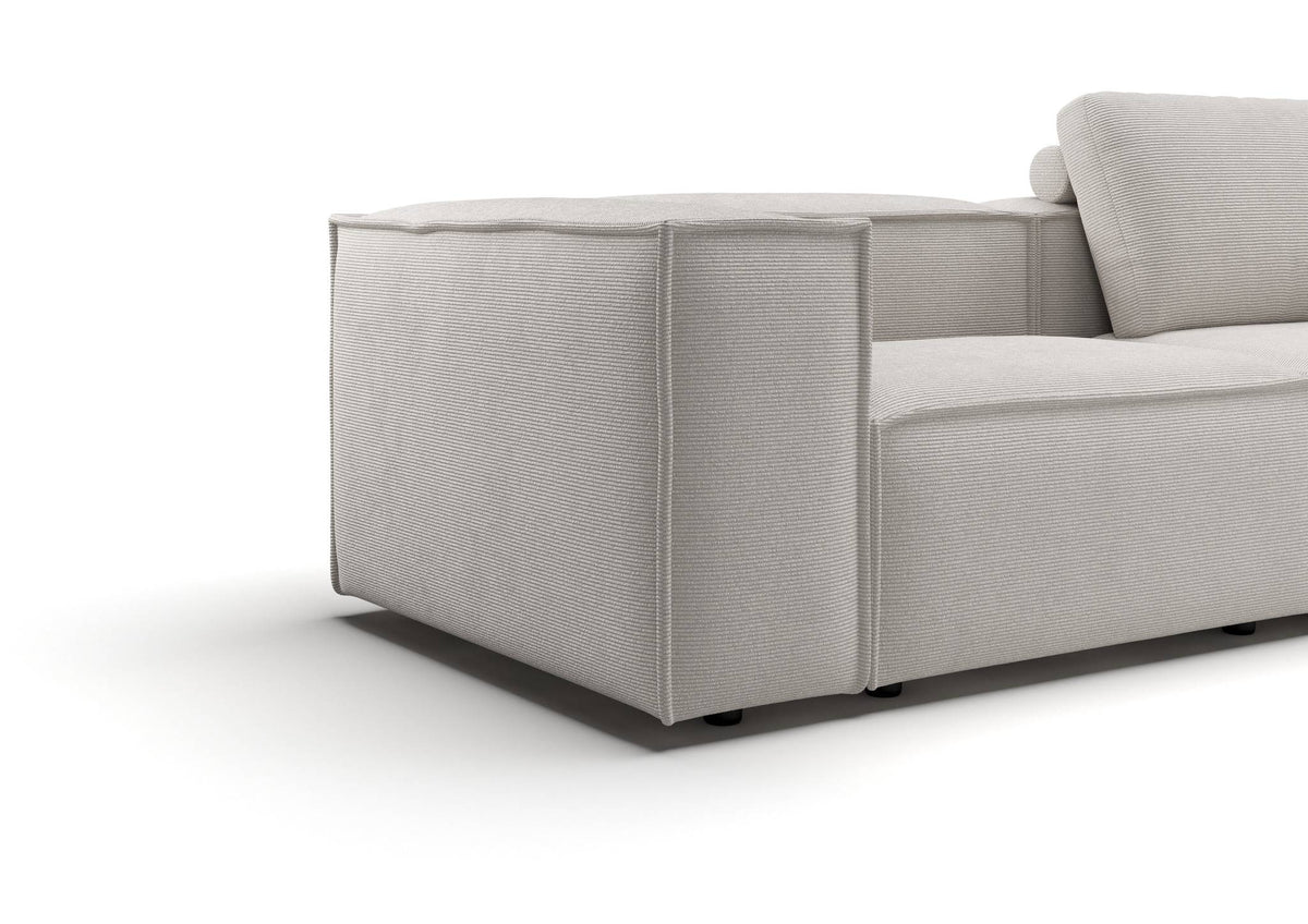 Bergen 2-Sitzer-Sofa kompakt in Feincord Weiß – Detail Armlehne