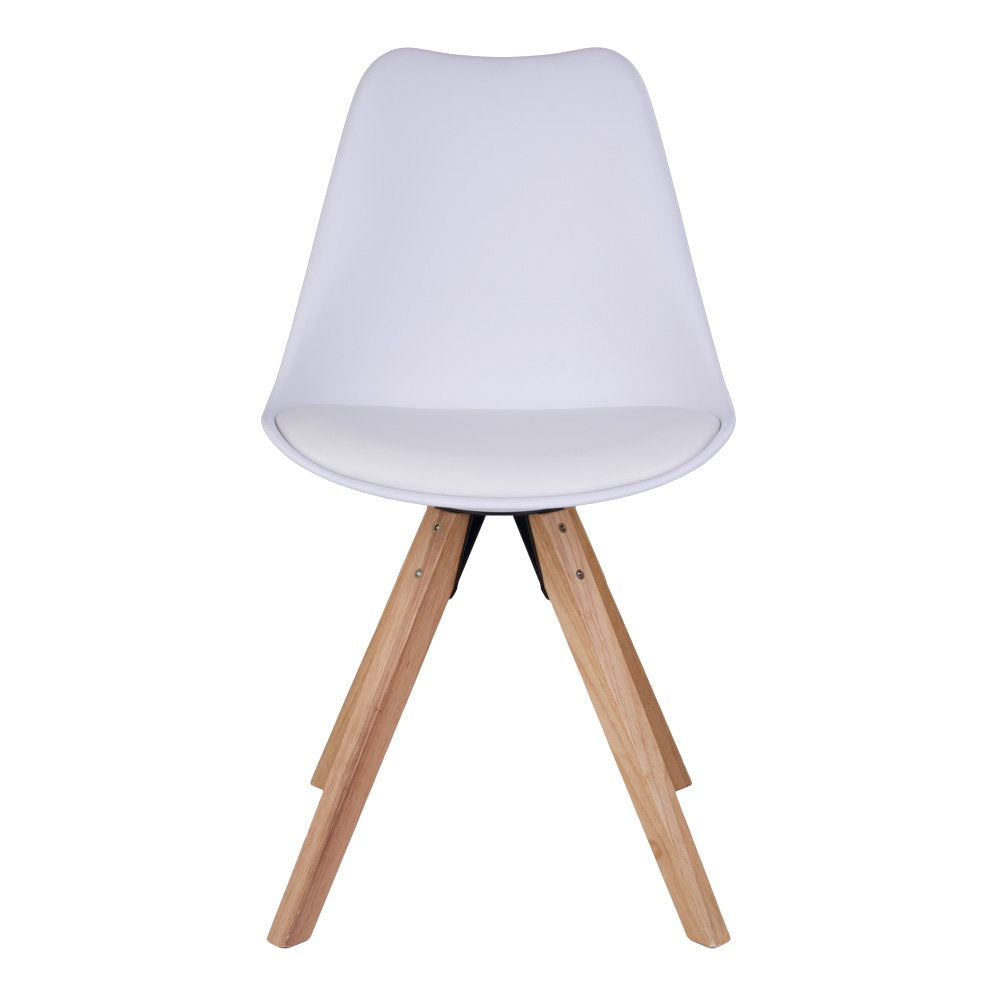 Soren Esszimmerstuhl 2er-Set – Kunstleder Weiß, Beine Natur – Ansicht 4