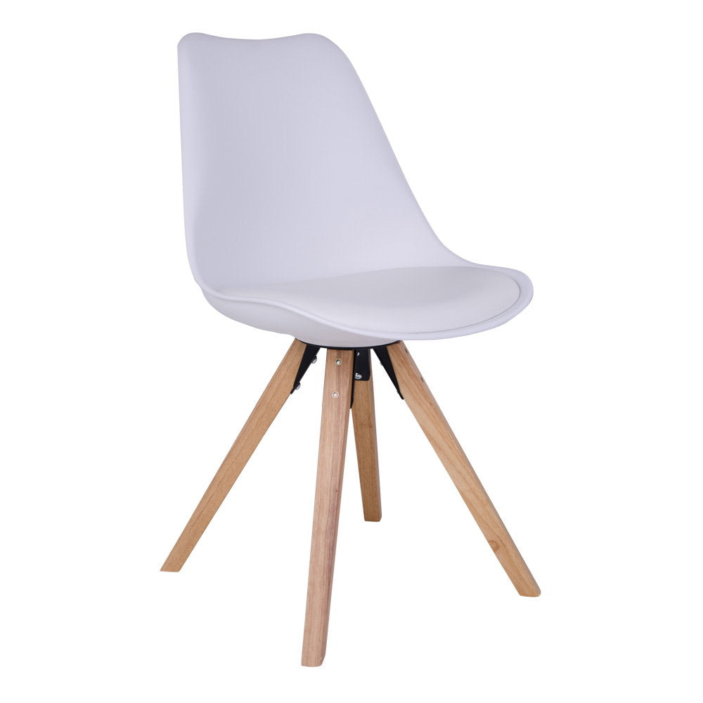 Soren Esszimmerstuhl 2er-Set – Kunstleder Weiß, Beine Natur von Luiva Living