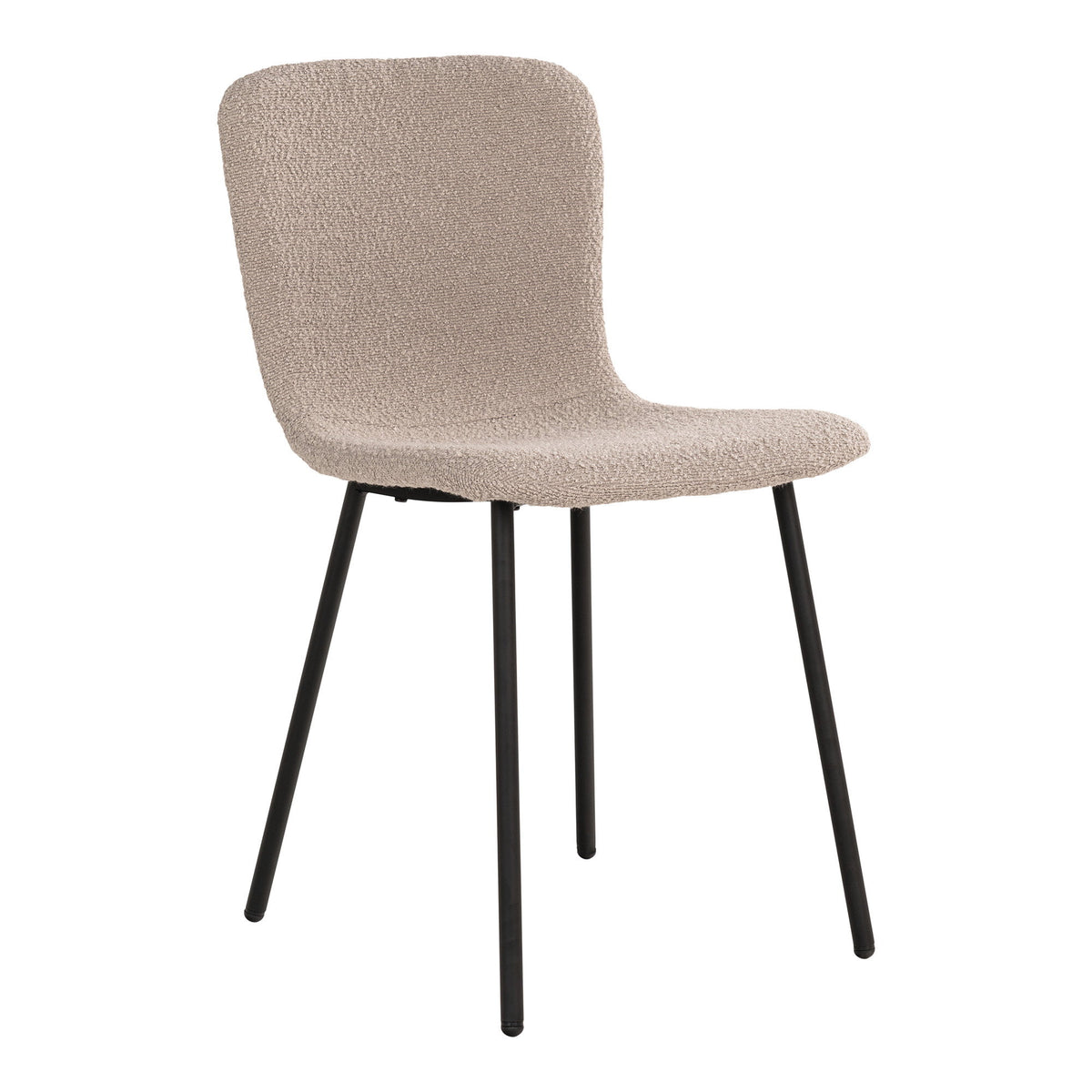 Ivy Esszimmerstuhl 2er-Set – Bouclé Beige, Beine Schwarz von Luiva Living