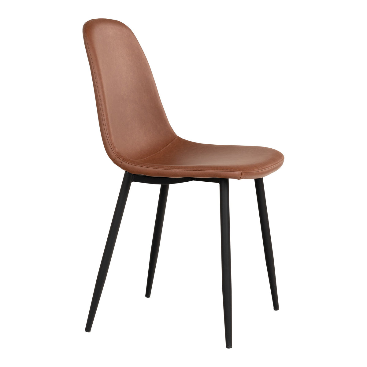 Kasper Esszimmerstuhl 2er-Set – Kunstleder Vintage-Hellbraun, Beine Schwarz – Ansicht 3