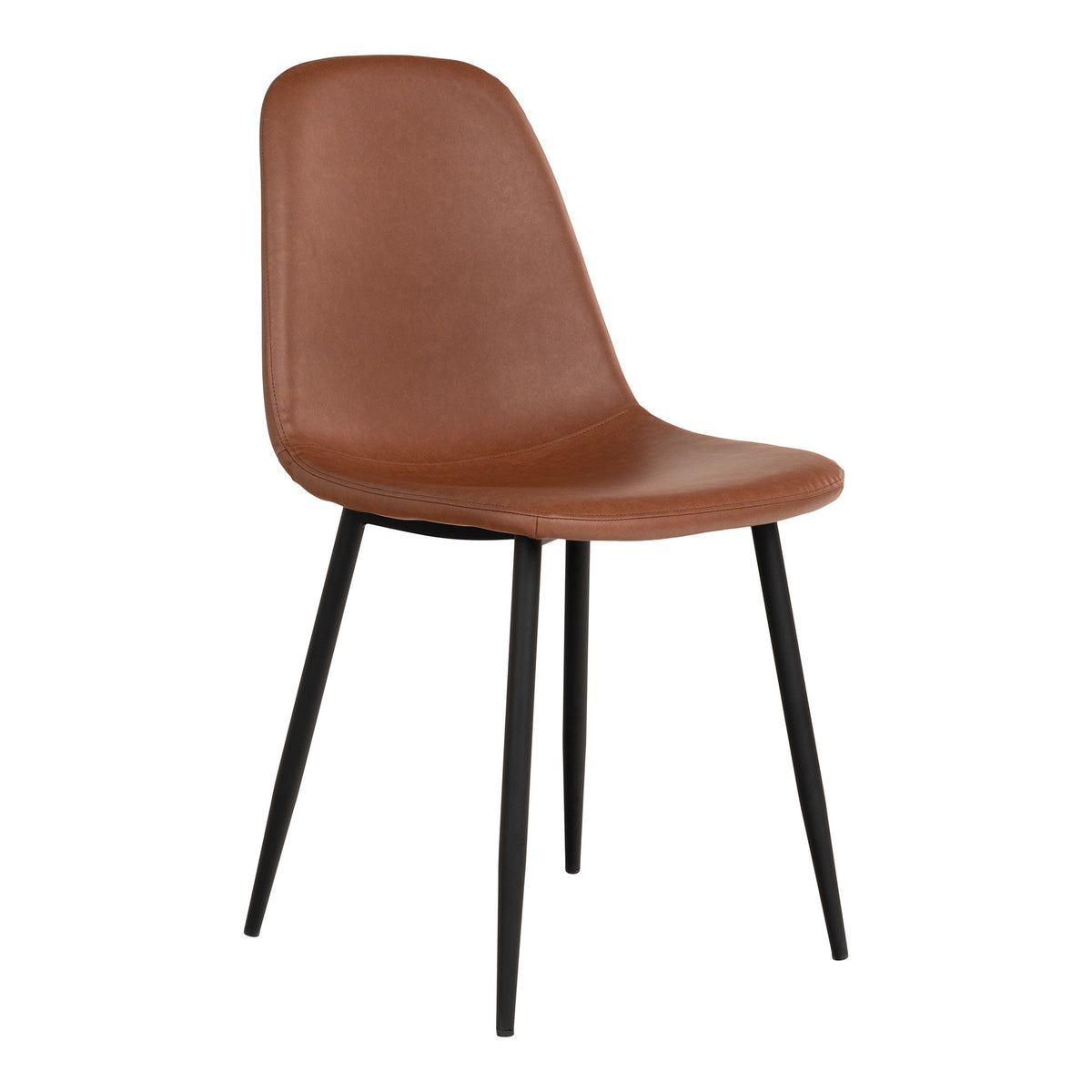 Kasper Esszimmerstuhl 2er-Set – Kunstleder Vintage-Hellbraun, Beine Schwarz von Luiva Living