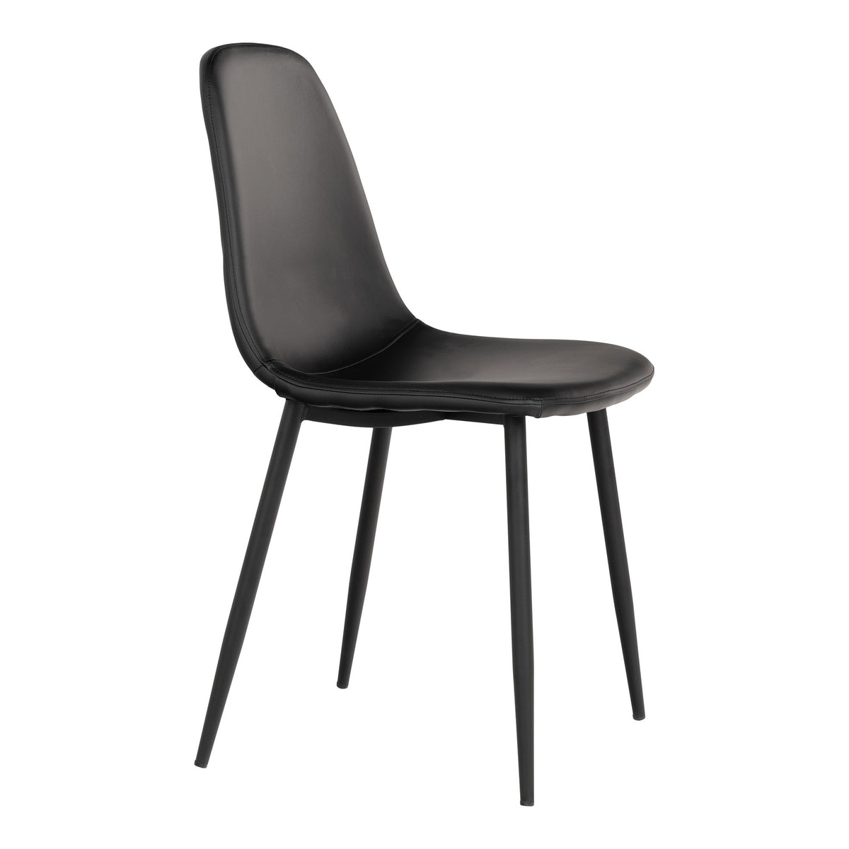 Kasper Esszimmerstuhl 2er-Set – Kunstleder Schwarz, Beine Schwarz – Ansicht 3