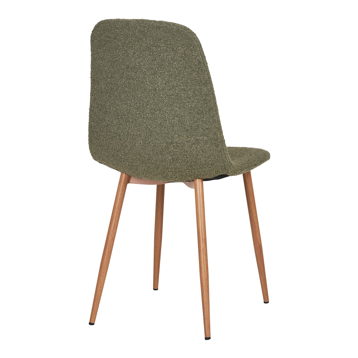 Kasper Esszimmerstuhl 2er-Set – Bouclé Dunkelgrün, Beine in Holzoptik – Ansicht 4