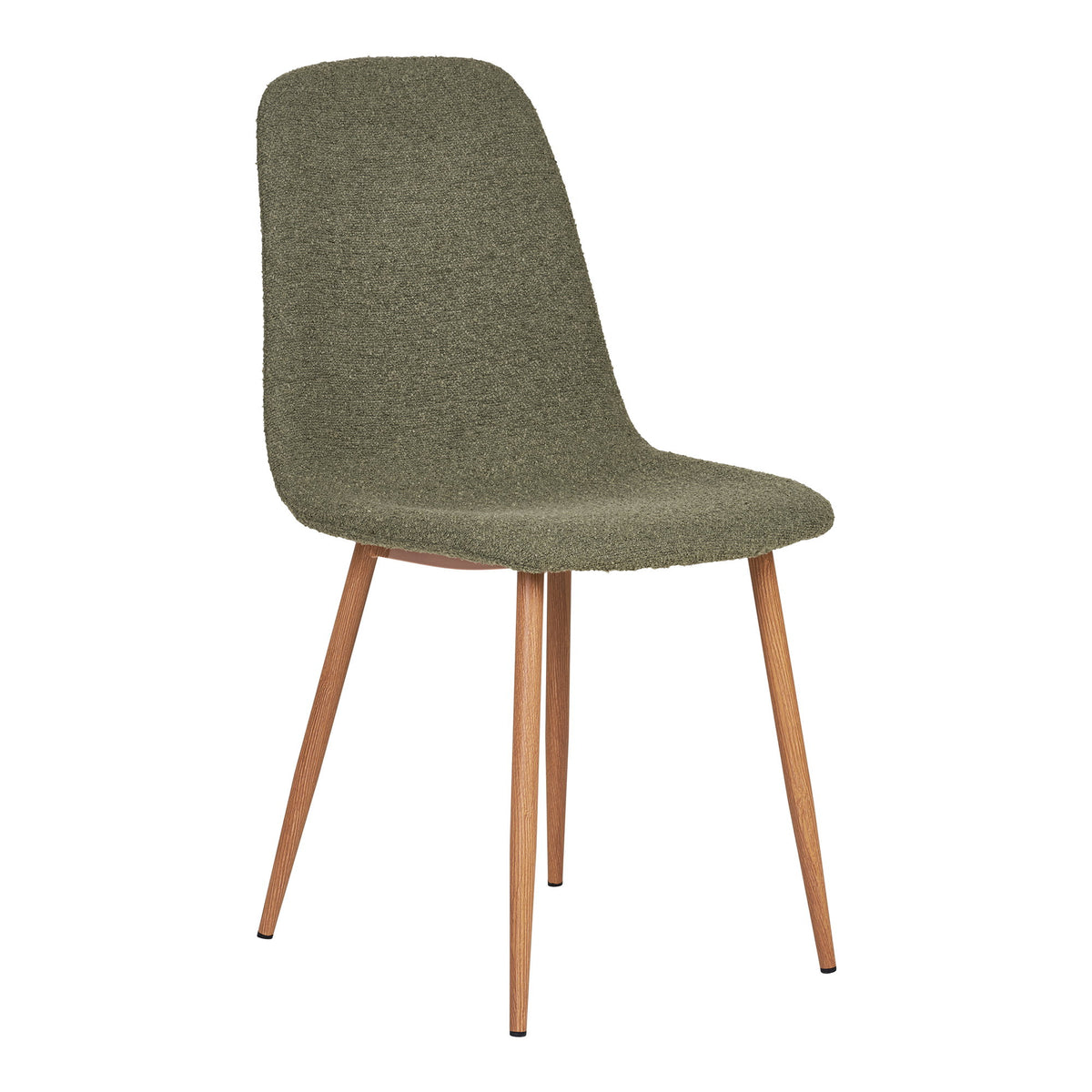 Kasper Esszimmerstuhl 2er-Set – Bouclé Dunkelgrün, Beine in Holzoptik von Luiva Living