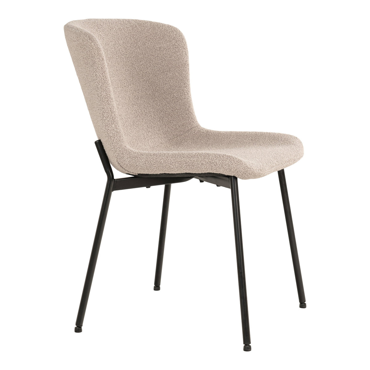 Elina Esszimmerstuhl 2er-Set – Bouclé Beige, Beine Schwarz – Ansicht 3