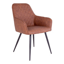 Milla Esszimmerstuhl 2er-Set – Kunstleder Vintage-Braun, Beine Schwarz von Luiva Living