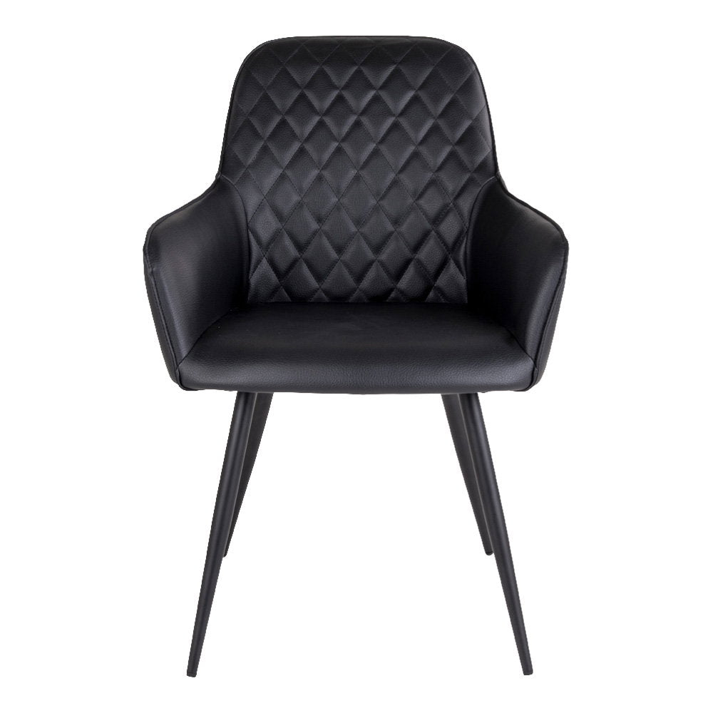 Milla Esszimmerstuhl 2er-Set – Kunstleder Schwarz, Beine Schwarz – Ansicht 2