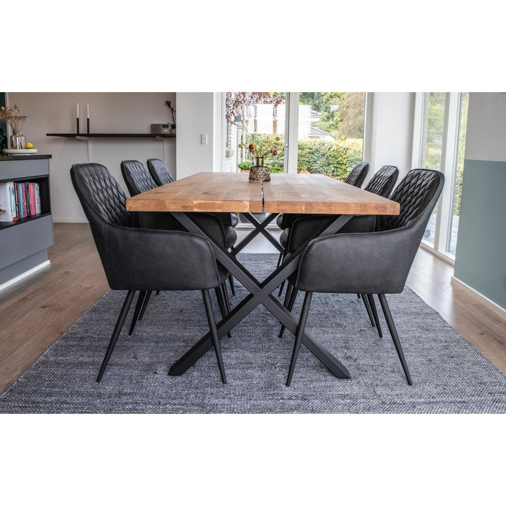 Milla Esszimmerstuhl 2er-Set – Kunstleder Schwarz, Beine Schwarz – Ansicht 11
