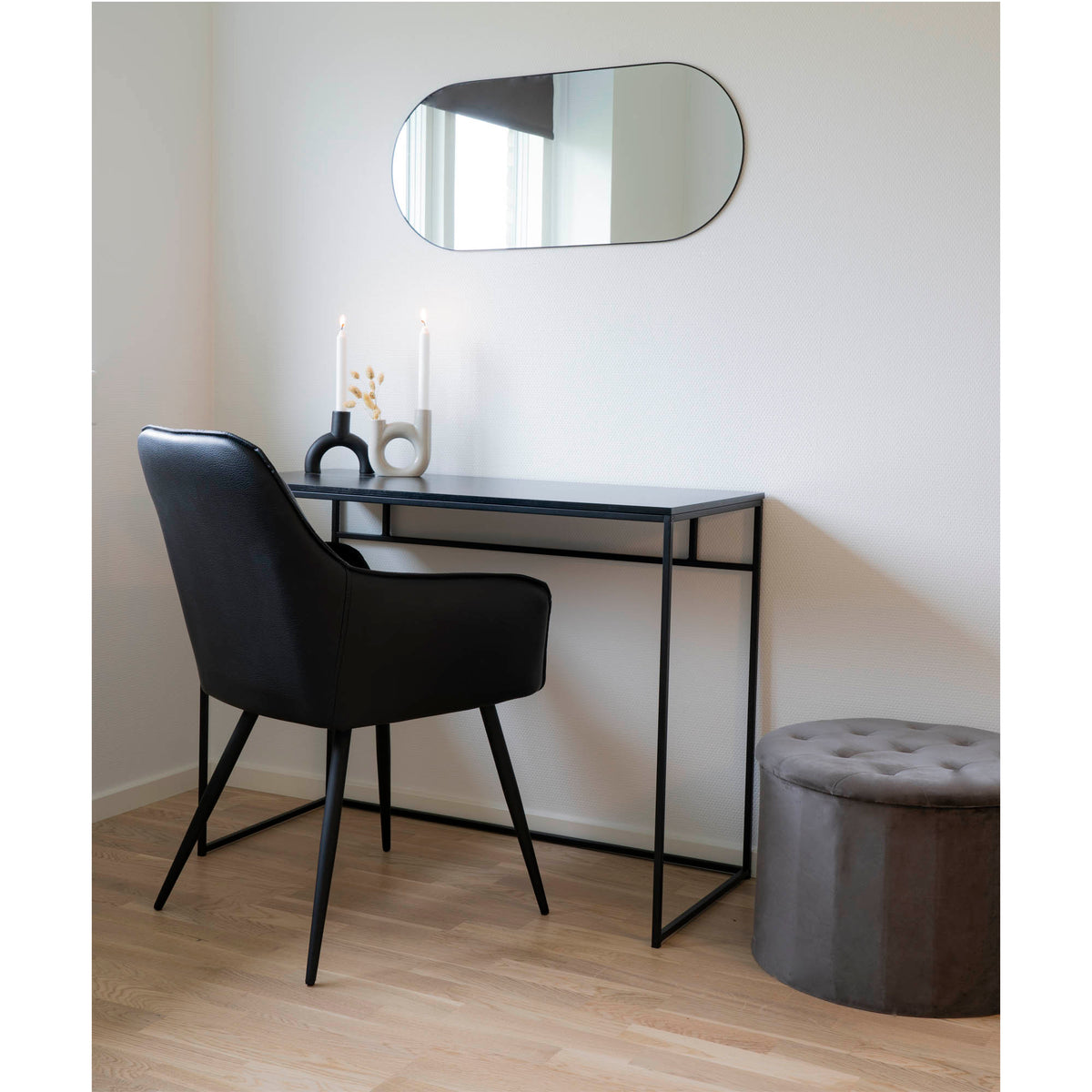 Milla Esszimmerstuhl 2er-Set – Kunstleder Schwarz, Beine Schwarz – Ansicht 12