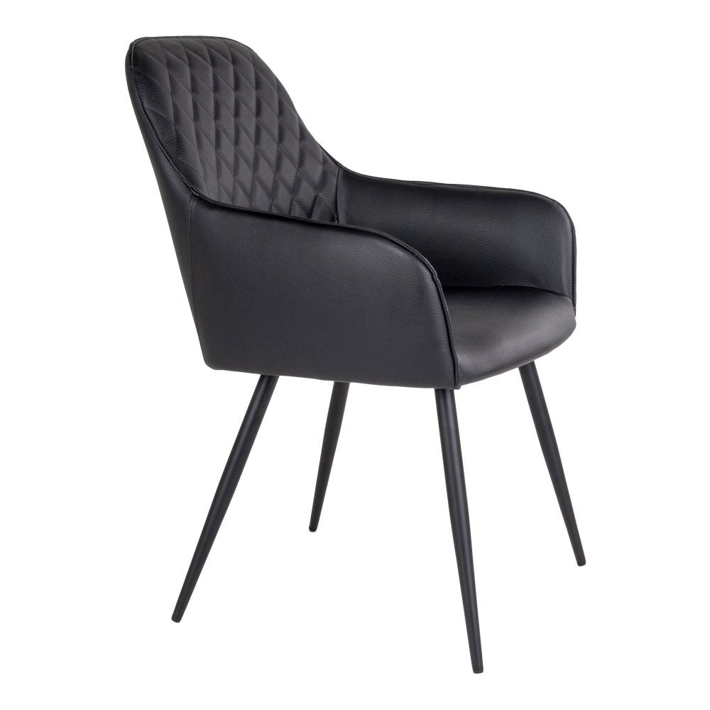 Milla Esszimmerstuhl 2er-Set – Kunstleder Schwarz, Beine Schwarz – Ansicht 3