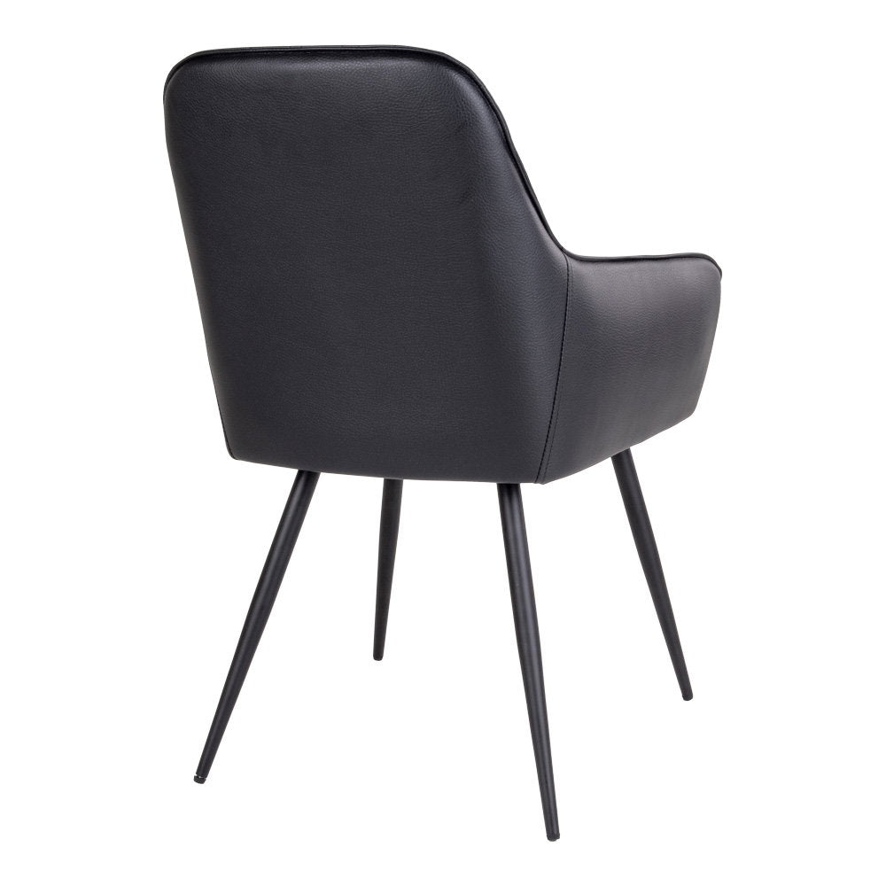 Milla Esszimmerstuhl 2er-Set – Kunstleder Schwarz, Beine Schwarz – Ansicht 4