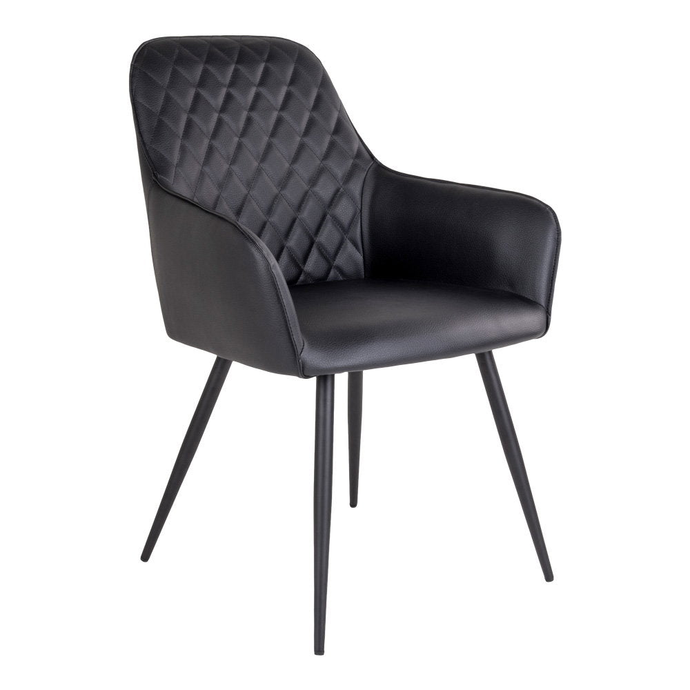 Milla Esszimmerstuhl 2er-Set – Kunstleder Schwarz, Beine Schwarz von Luiva Living