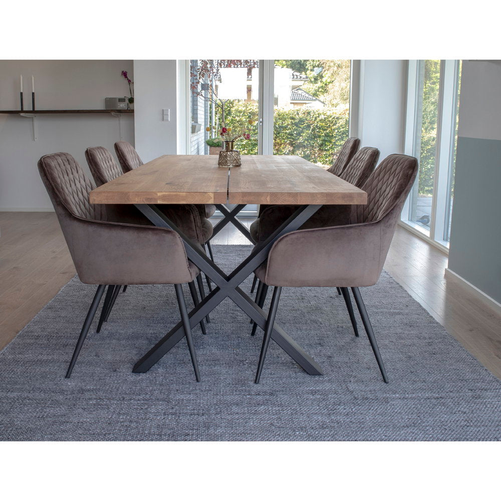 Milla Esszimmerstuhl 2er-Set – Samt Taupe, Beine Schwarz – Ansicht 6