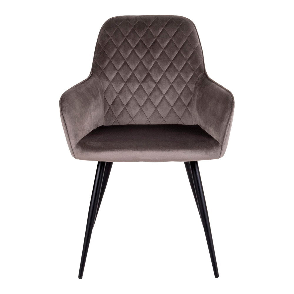 Milla Esszimmerstuhl 2er-Set – Samt Taupe, Beine Schwarz – Ansicht 2