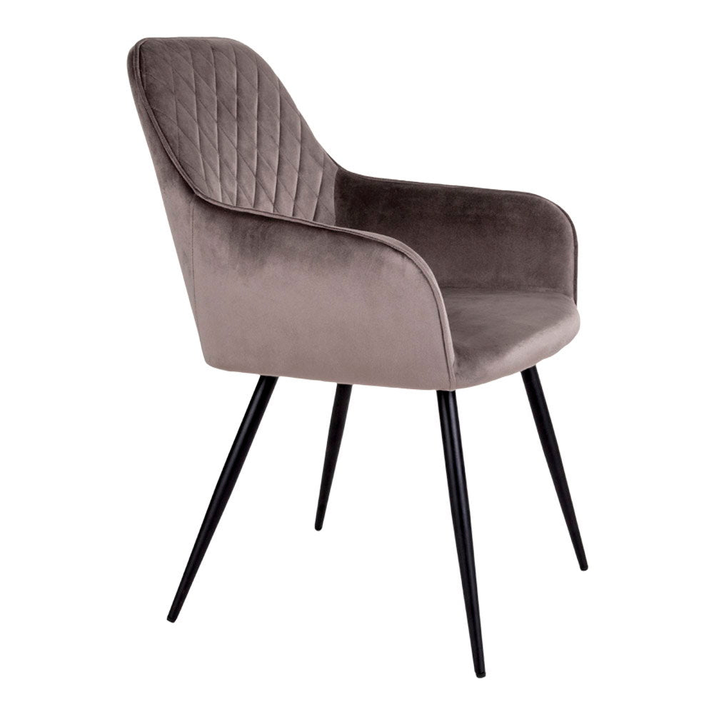 Milla Esszimmerstuhl 2er-Set – Samt Taupe, Beine Schwarz – Ansicht 3