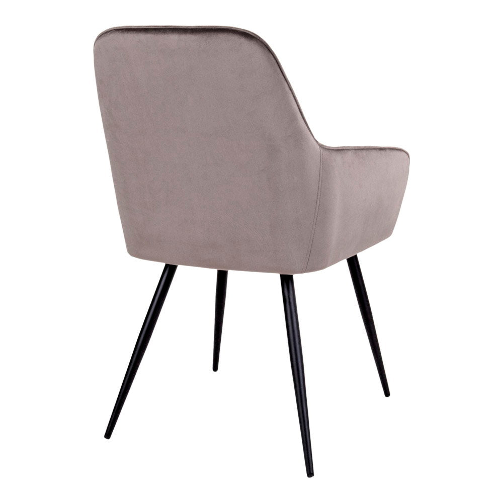 Milla Esszimmerstuhl 2er-Set – Samt Taupe, Beine Schwarz – Ansicht 4