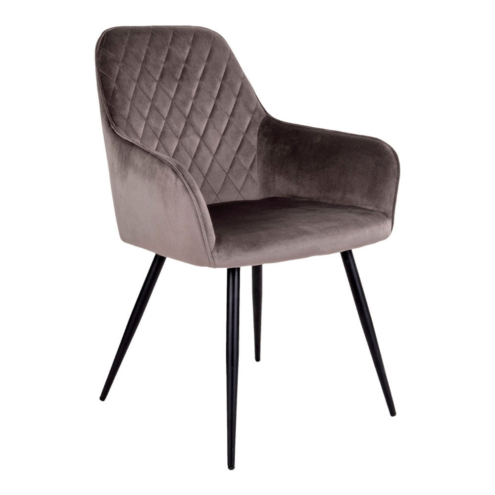 Milla Esszimmerstuhl 2er-Set – Samt Taupe, Beine Schwarz von Luiva Living