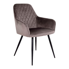 Milla Esszimmerstuhl 2er-Set – Samt Taupe, Beine Schwarz von Luiva Living