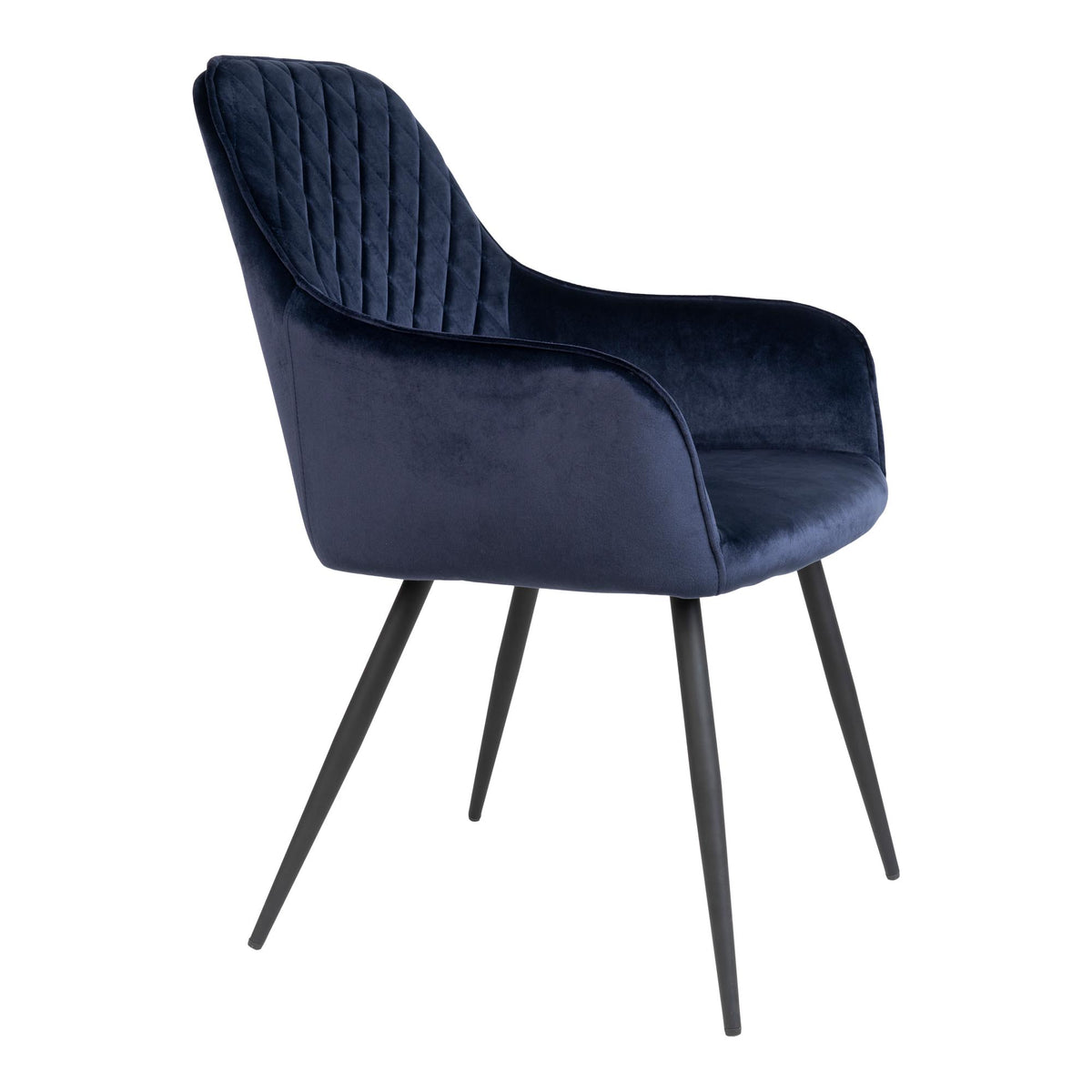 Milla Esszimmerstuhl 2er-Set – Samt Blau, Beine Schwarz – Ansicht 3