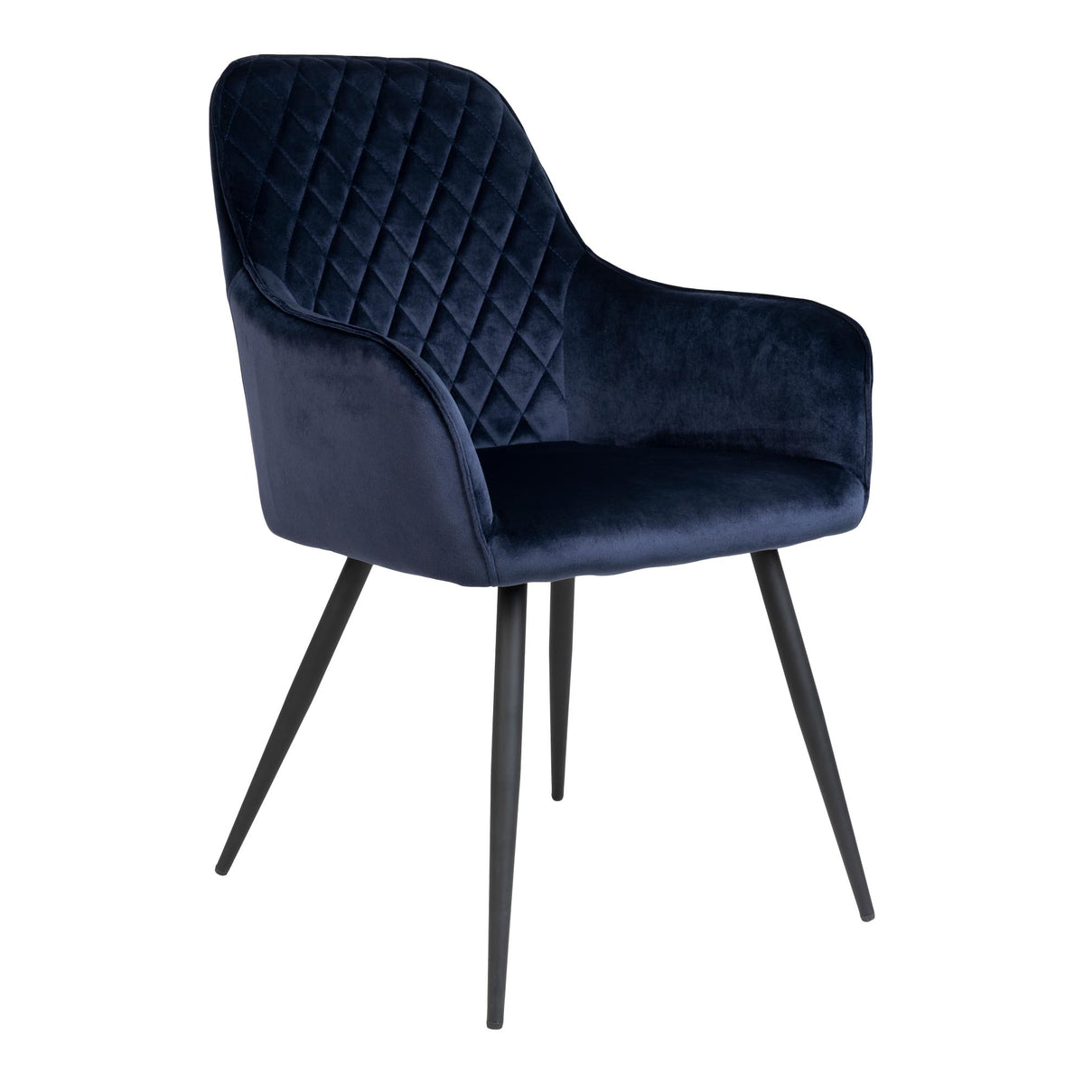 Milla Esszimmerstuhl 2er-Set – Samt Blau, Beine Schwarz von Luiva Living