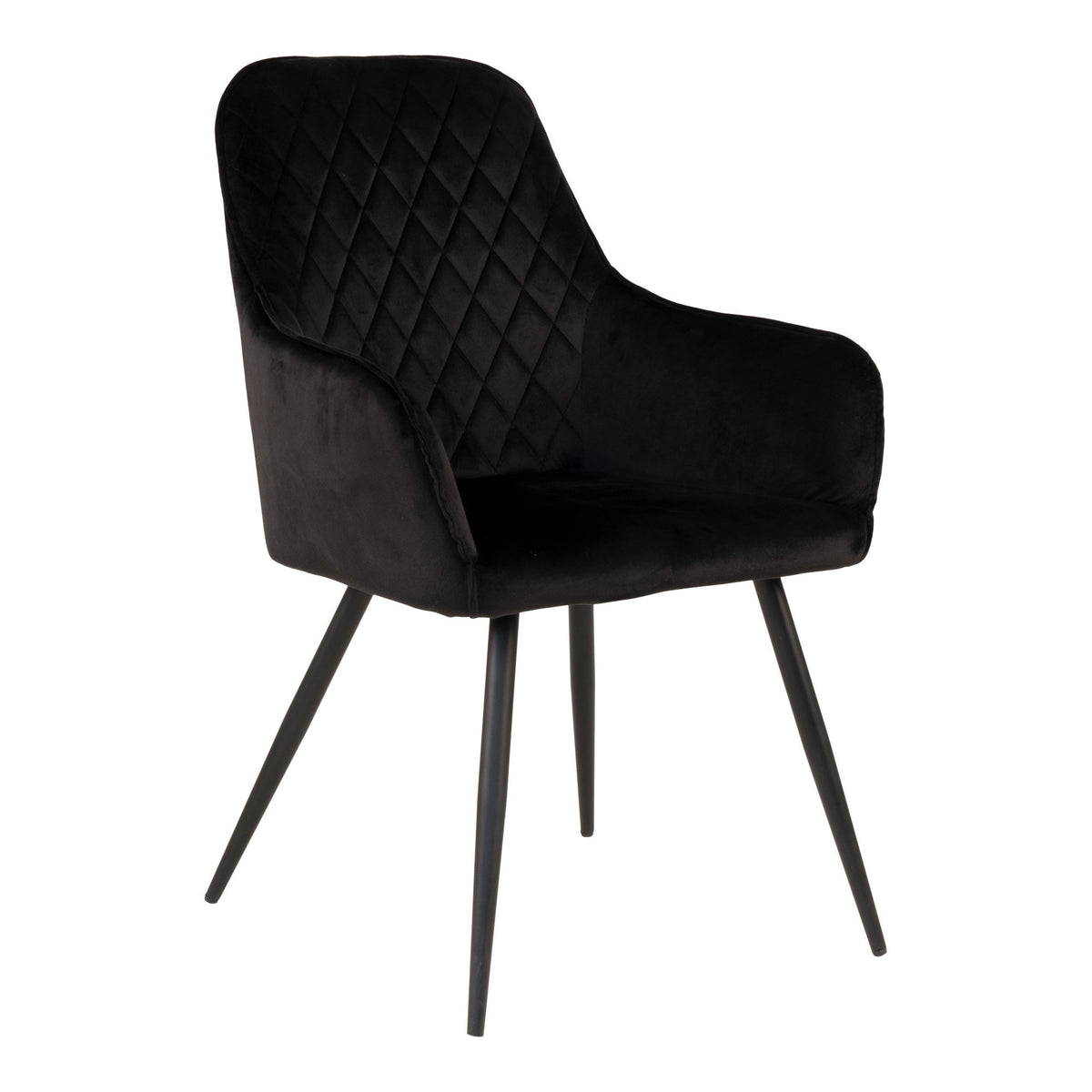 Milla Esszimmerstuhl 2er-Set – Samt Schwarz, Beine Schwarz von Luiva Living