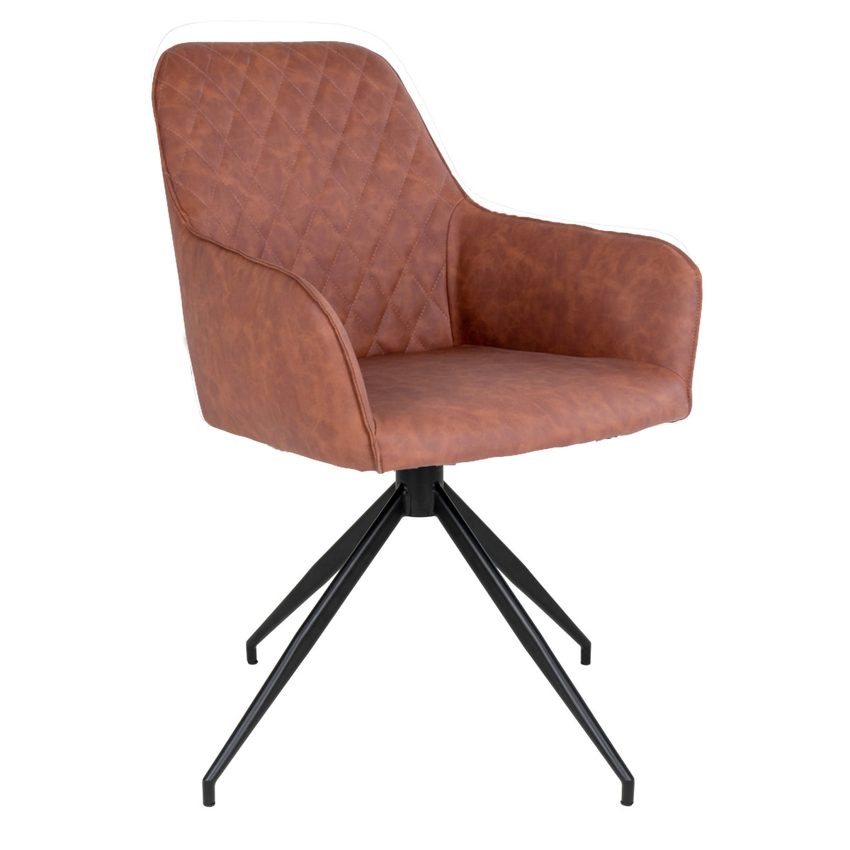 Milla Esszimmerstuhl mit Drehfunktion – Kunstleder Vintage-Braun, Beine Schwarz von Luiva Living
