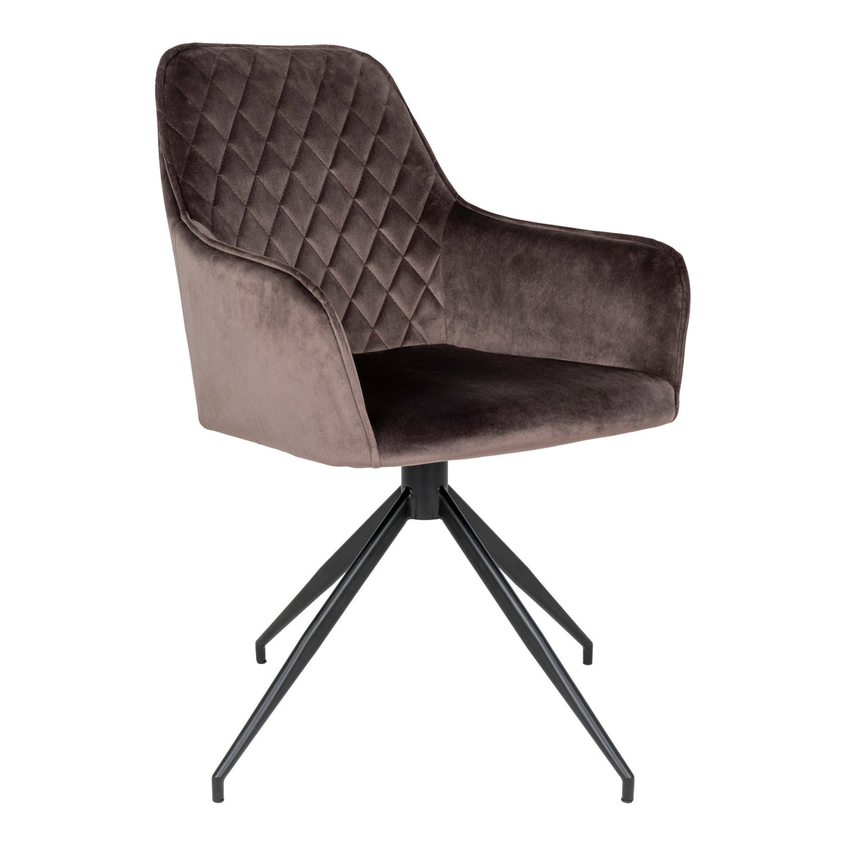 Milla Esszimmerstuhl mit Drehfunktion – Samt Taupe, Beine Schwarz von Luiva Living