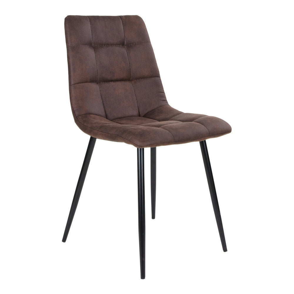 Knut Esszimmerstuhl 2er-Set – Mikrofaser Dunkelbraun, Beine Schwarz von Luiva Living