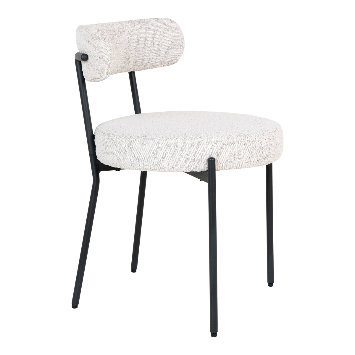 Nils Esszimmerstuhl 2er-Set – Bouclé Weiß, Beine Schwarz – Ansicht 3