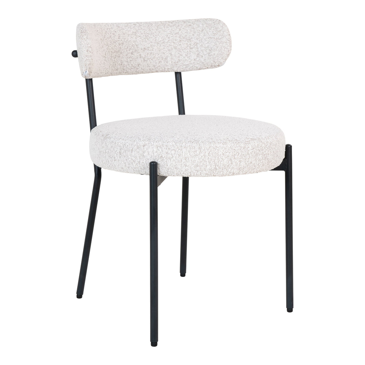 Nils Esszimmerstuhl 2er-Set – Bouclé Weiß, Beine Schwarz von Luiva Living