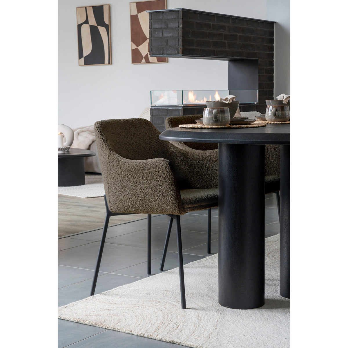 Harald Esszimmerstuhl 2er-Set – Bouclé Braun, Beine Schwarz – Ansicht 6