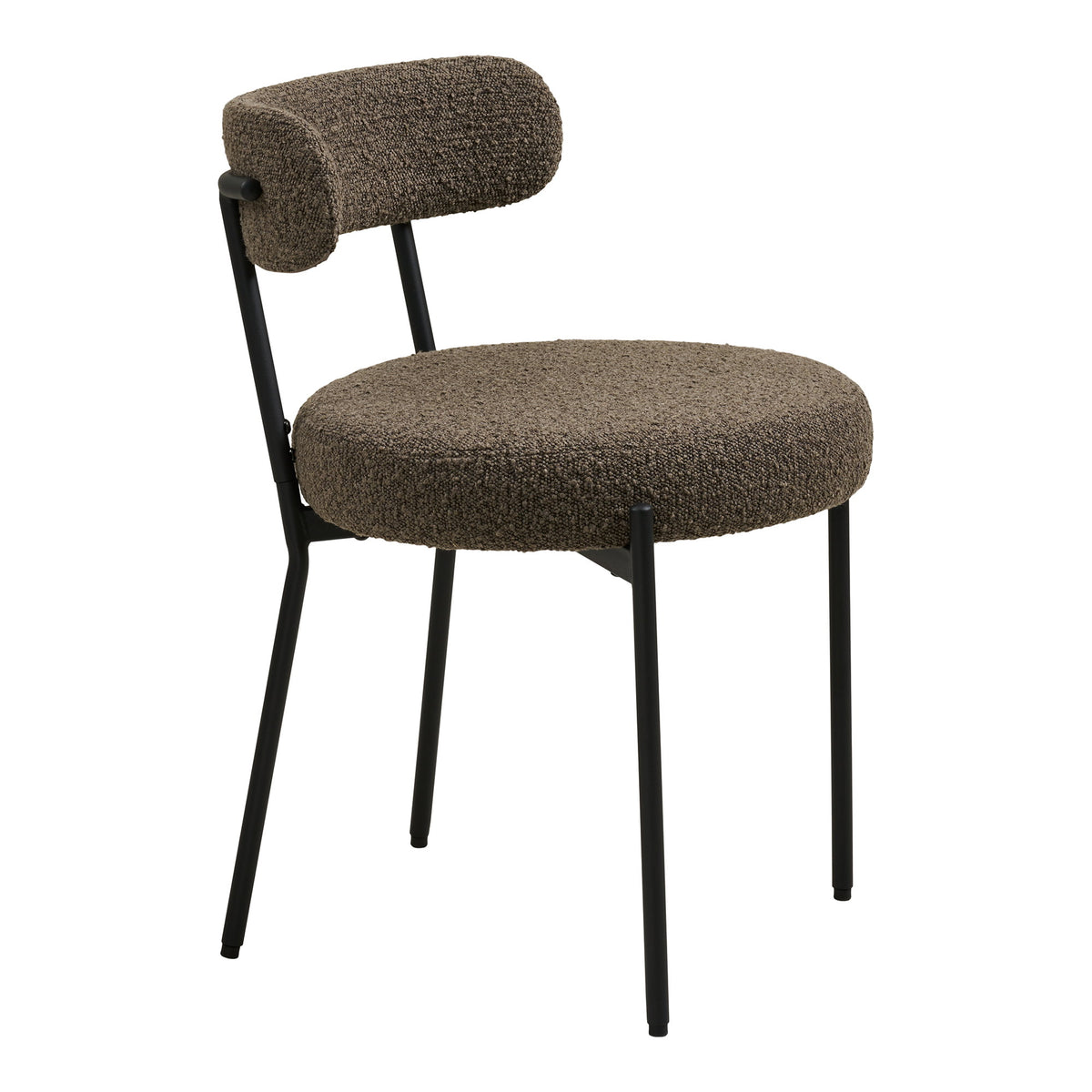 Nils Esszimmerstuhl 2er-Set – Bouclé Braun, Beine Schwarz – Ansicht 3